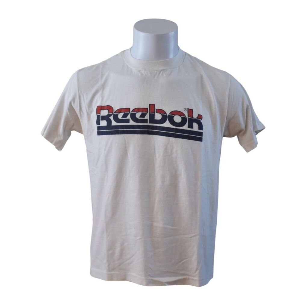Vintage Reebok Graphic Tee White Retro Mens M or L
